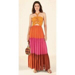 NWT Farm Rio Maxi Dress Multi Color Blocking Size XL